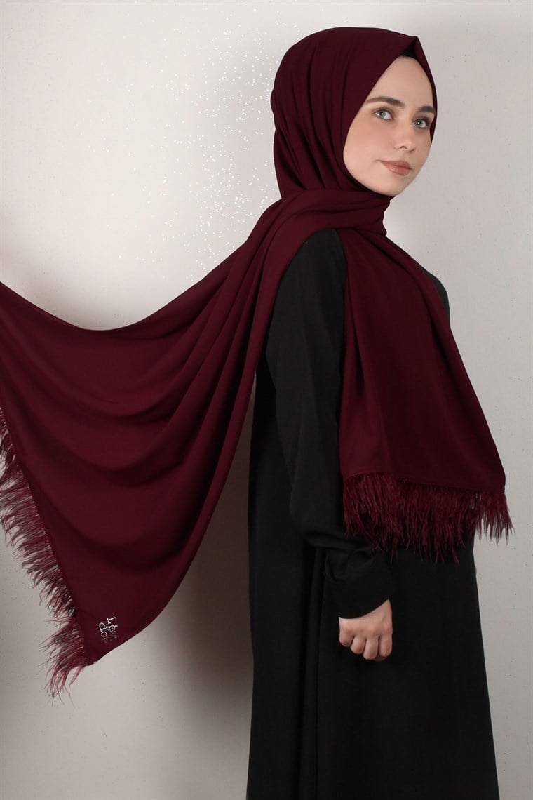 Levidor Medine Tüylü Şal 1375-8 Bordo