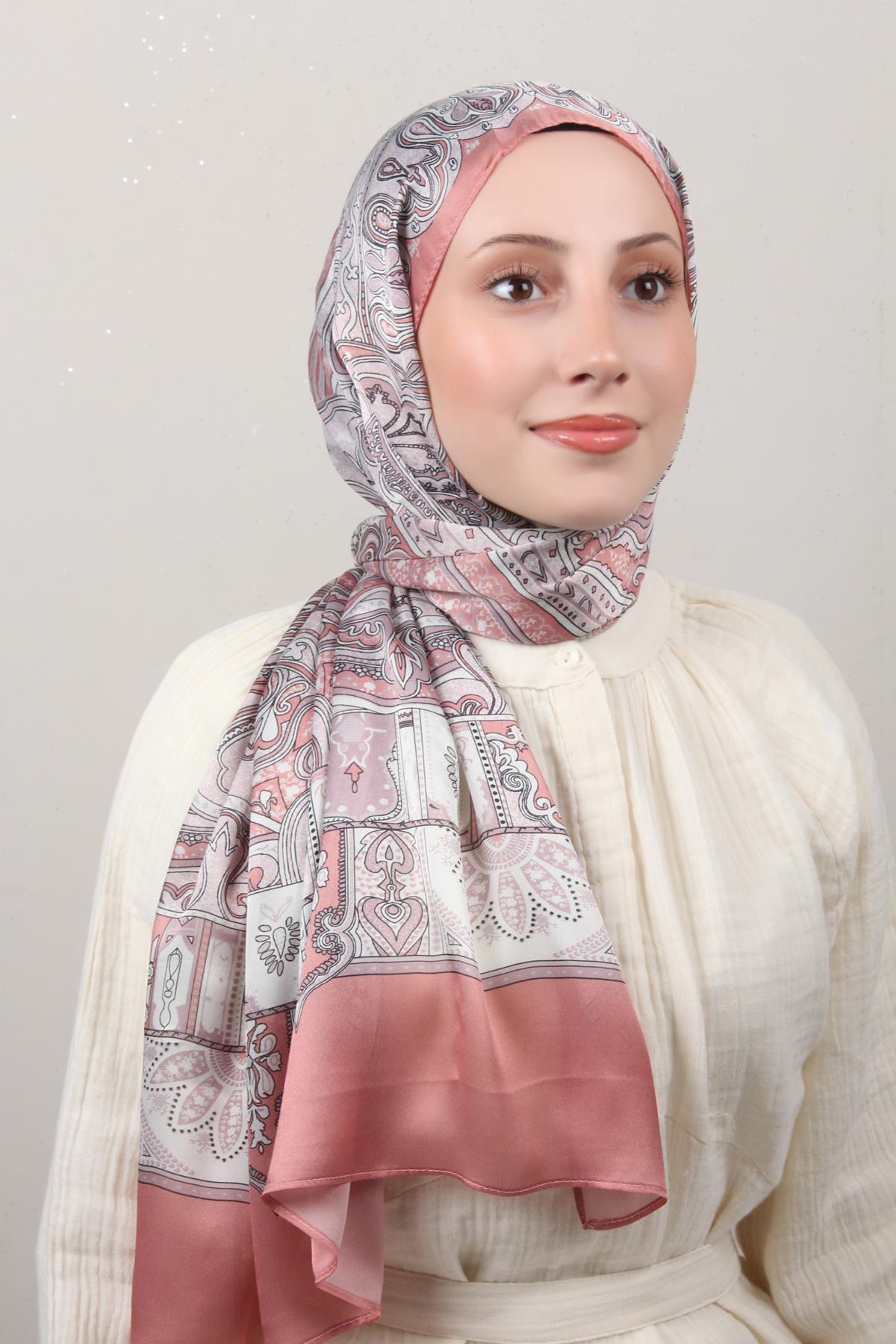 Linda Etnik Desen Şal 1717-8 Pembe 