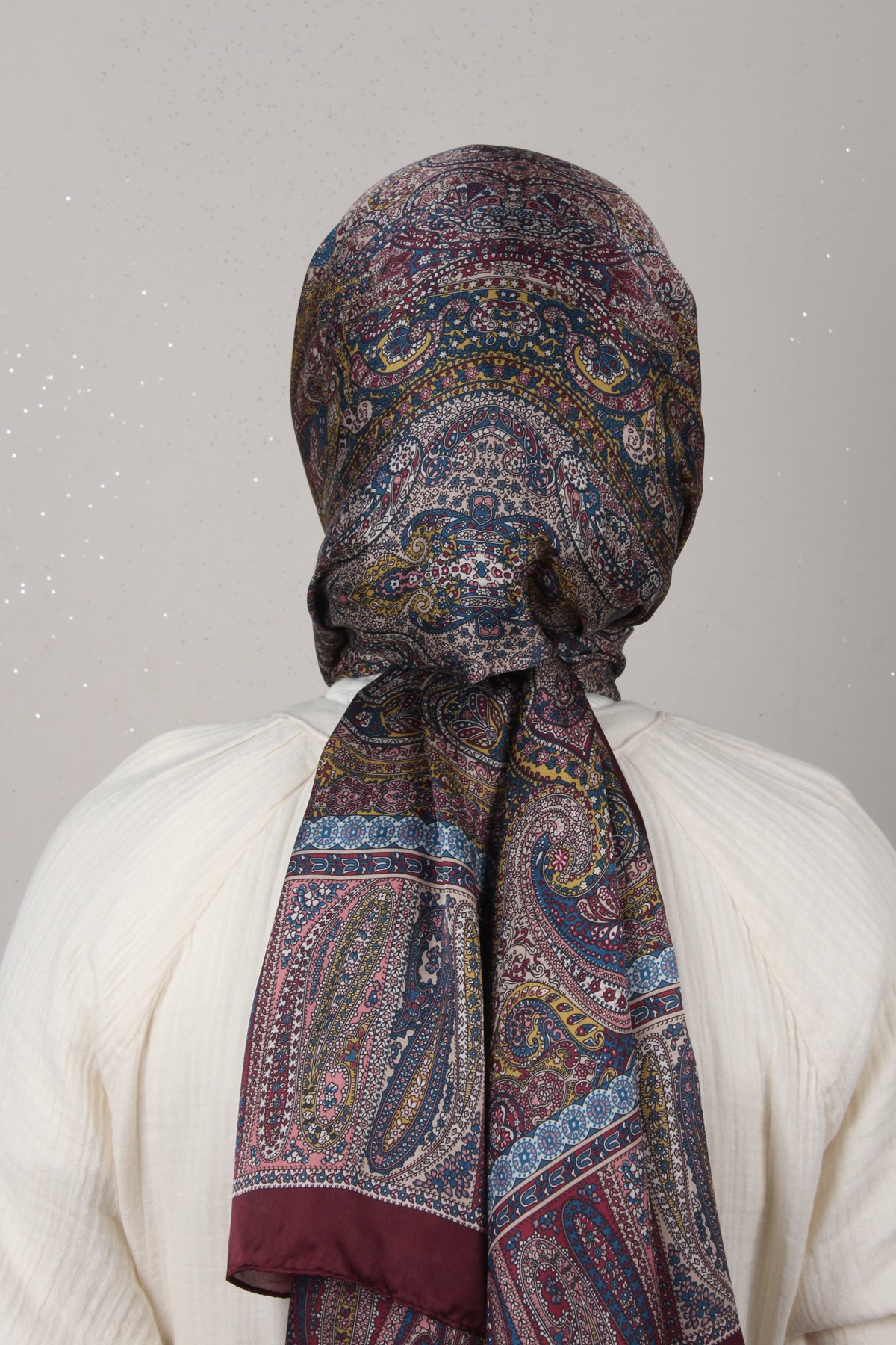 Linda Etnik Desen Şal 1718-18 Koyu Bordo 