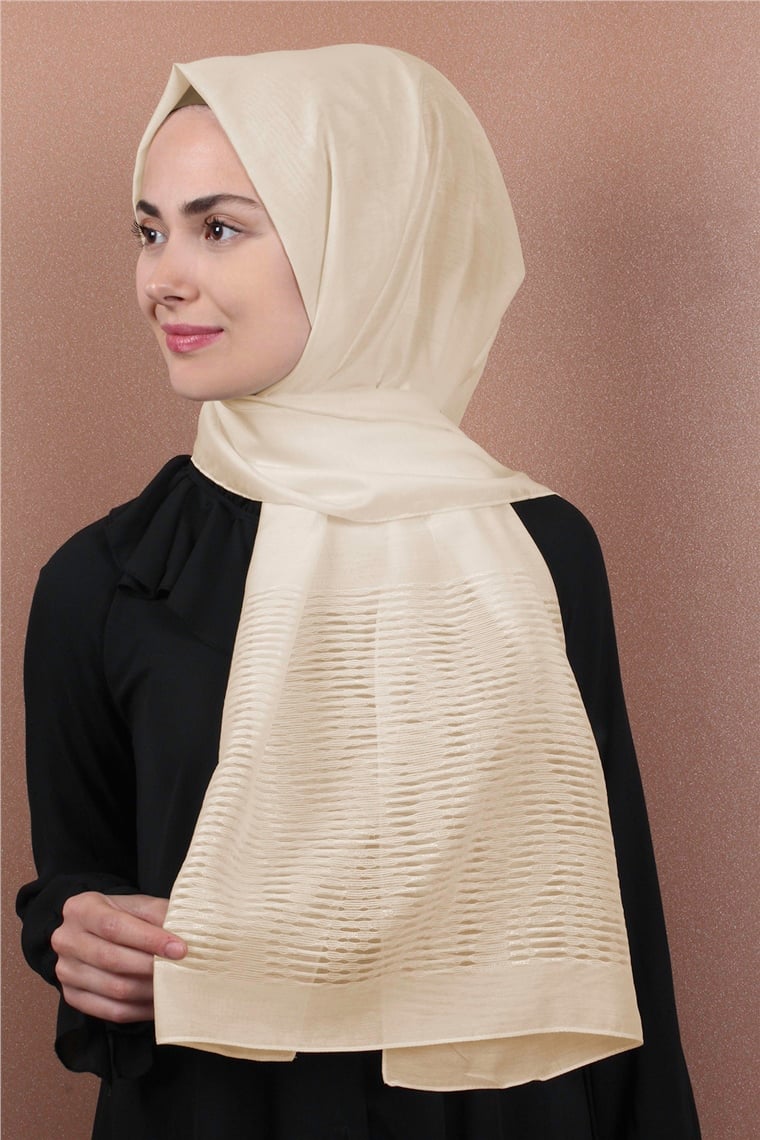 Liza Simli Şal 2629-10 Krem
