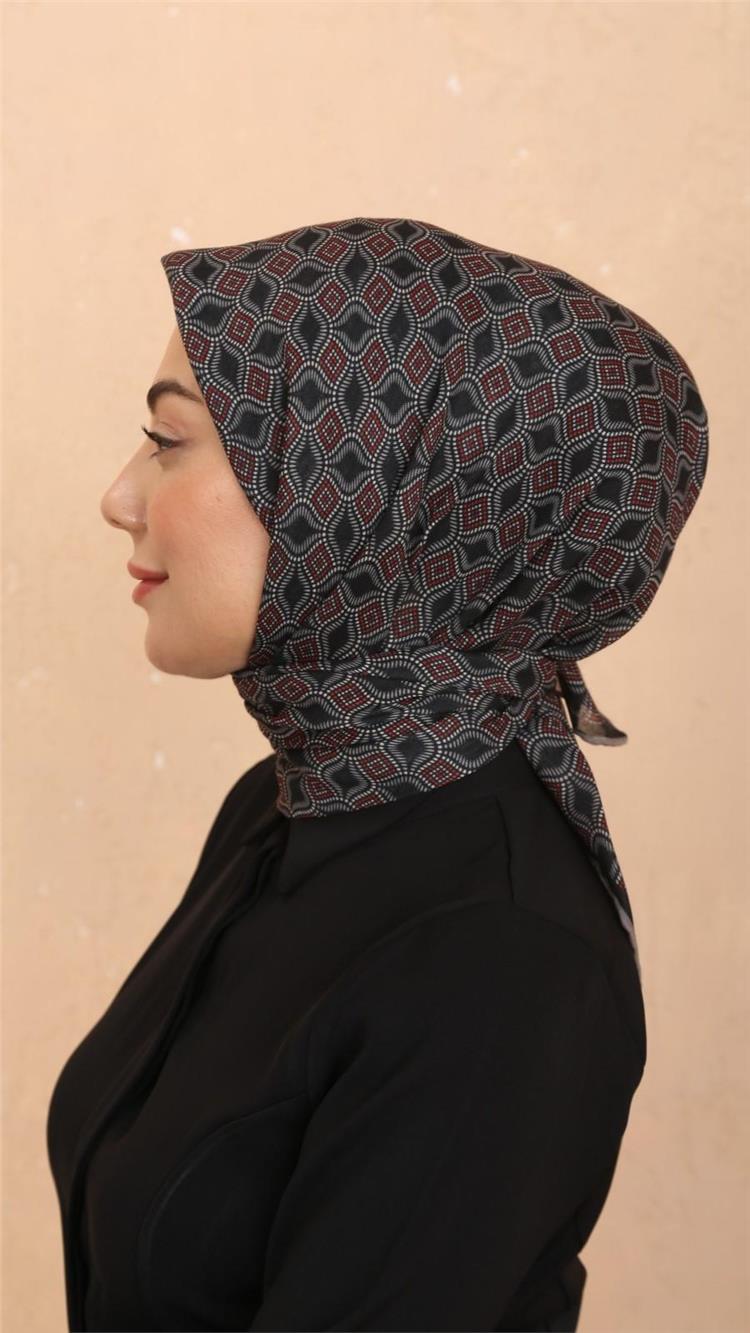Lo'cella Pamuklu Soft Eşarp 4522-9 Siyah-Kırmızı