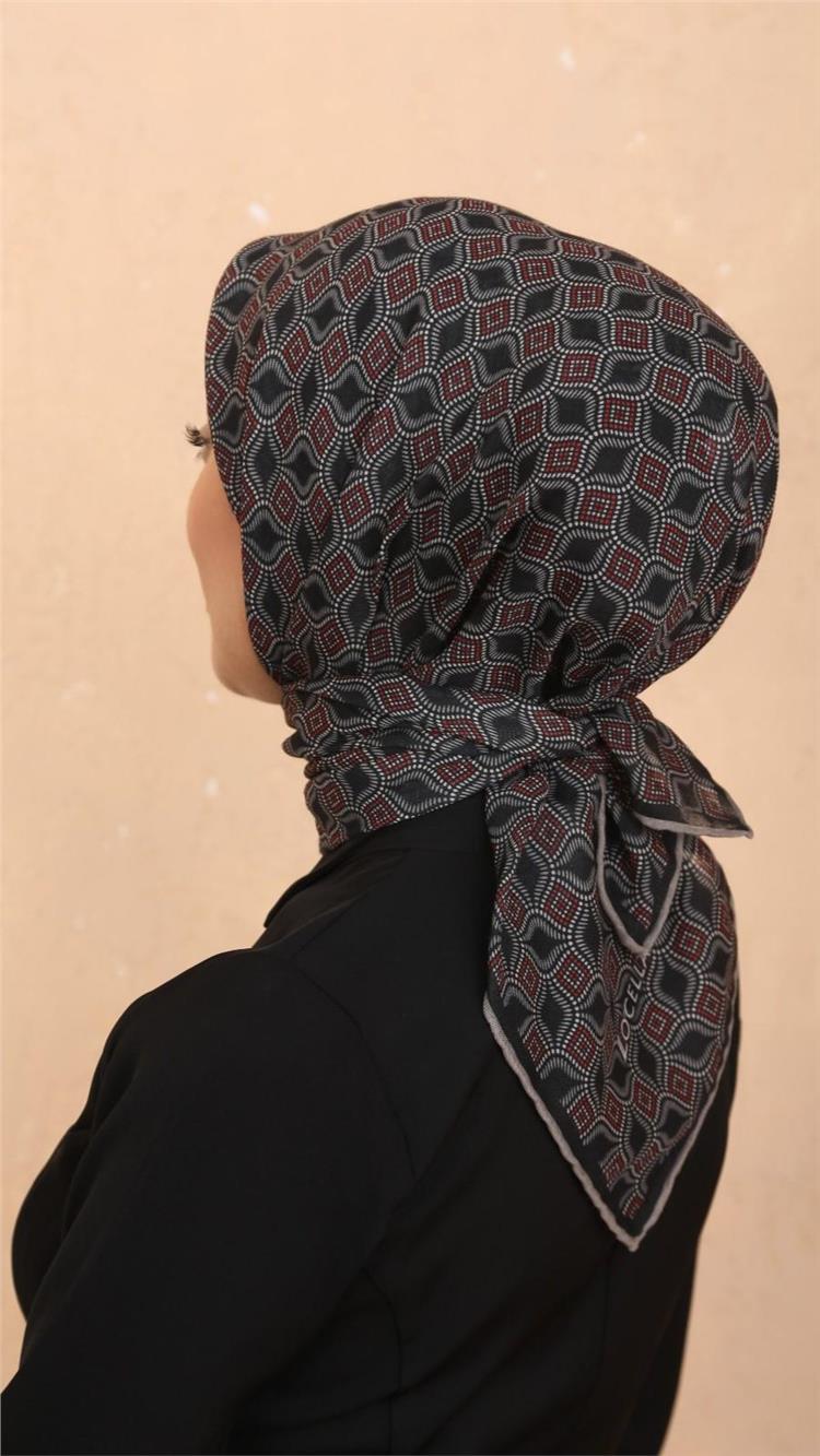 Lo'cella Pamuklu Soft Eşarp 4522-9 Siyah-Kırmızı