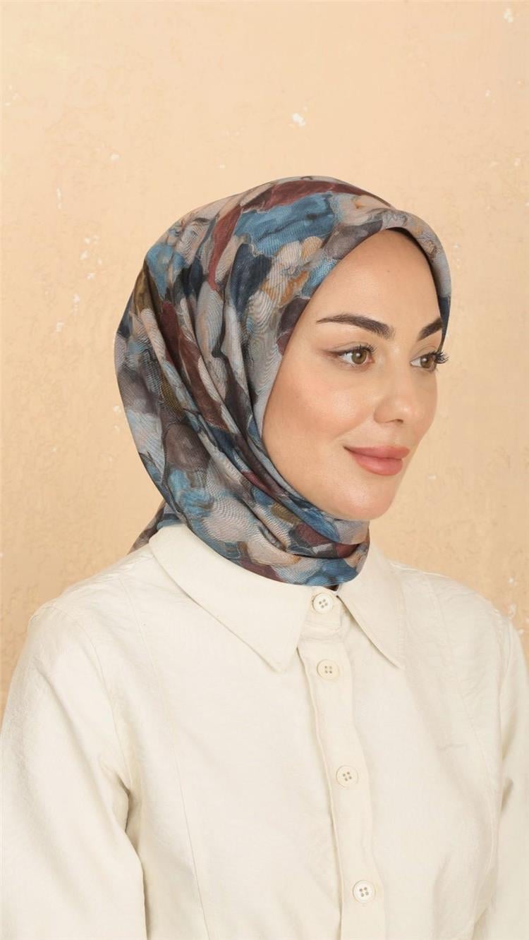 Lo'cella Pamuklu Soft Eşarp 4530-1 Mavi 