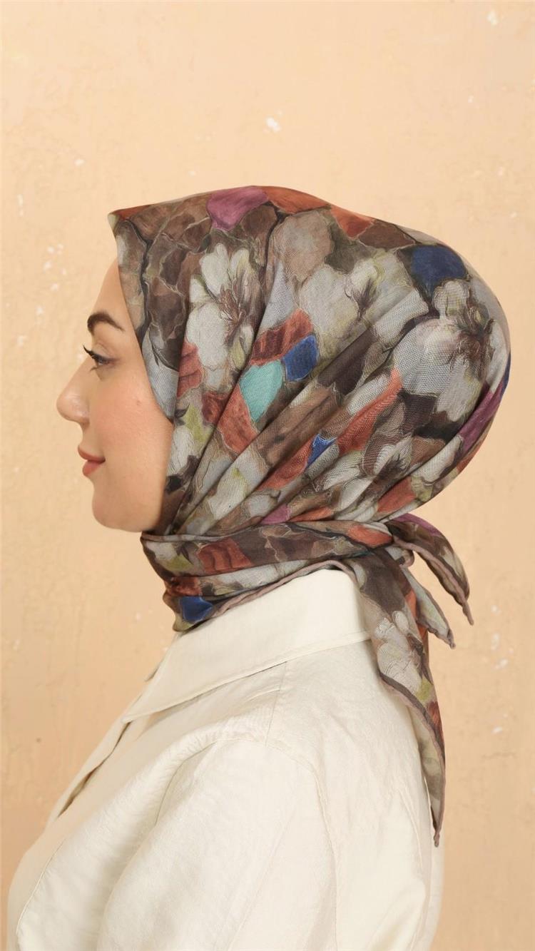 Lo'cella Pamuklu Soft Eşarp 4530-10 Koyu Kahve 