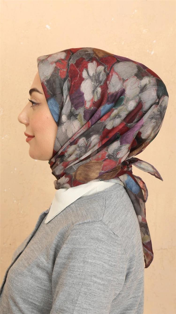 Lo'cella Pamuklu Soft Eşarp 4530-8 Bordo 