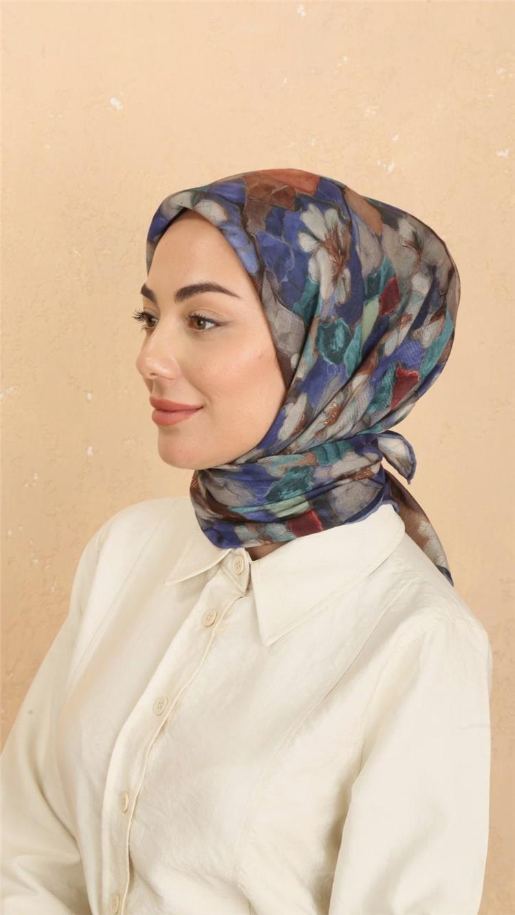 Lo'cella Pamuklu Soft Eşarp 4530-9 Lacivert 
