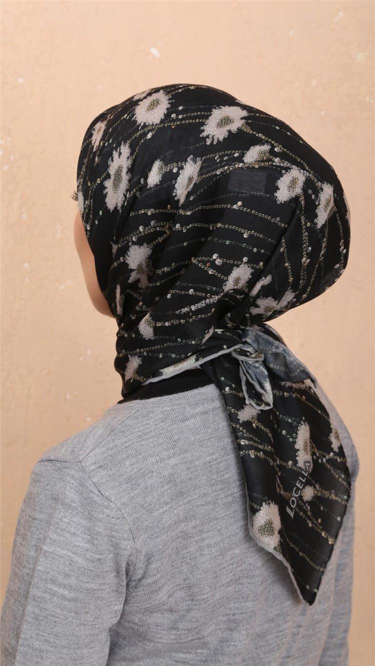 Lo'cella Pamuklu Soft Eşarp 4531-2 Siyah 