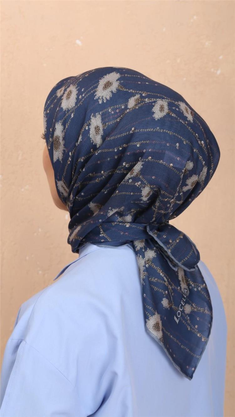 Lo'cella Pamuklu Soft Eşarp 4531-8 Mavi 
