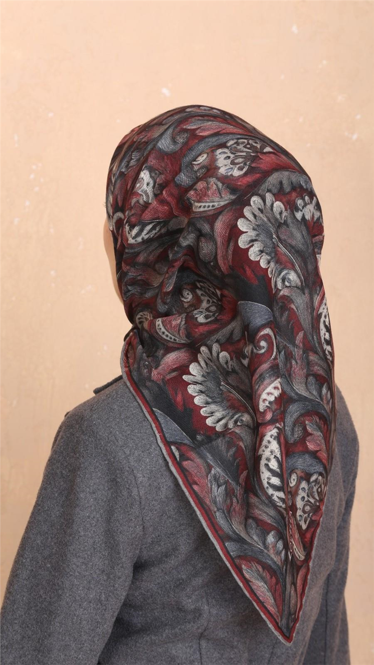 Lo'cella Pamuklu Soft Eşarp 4537-8 Bordo 