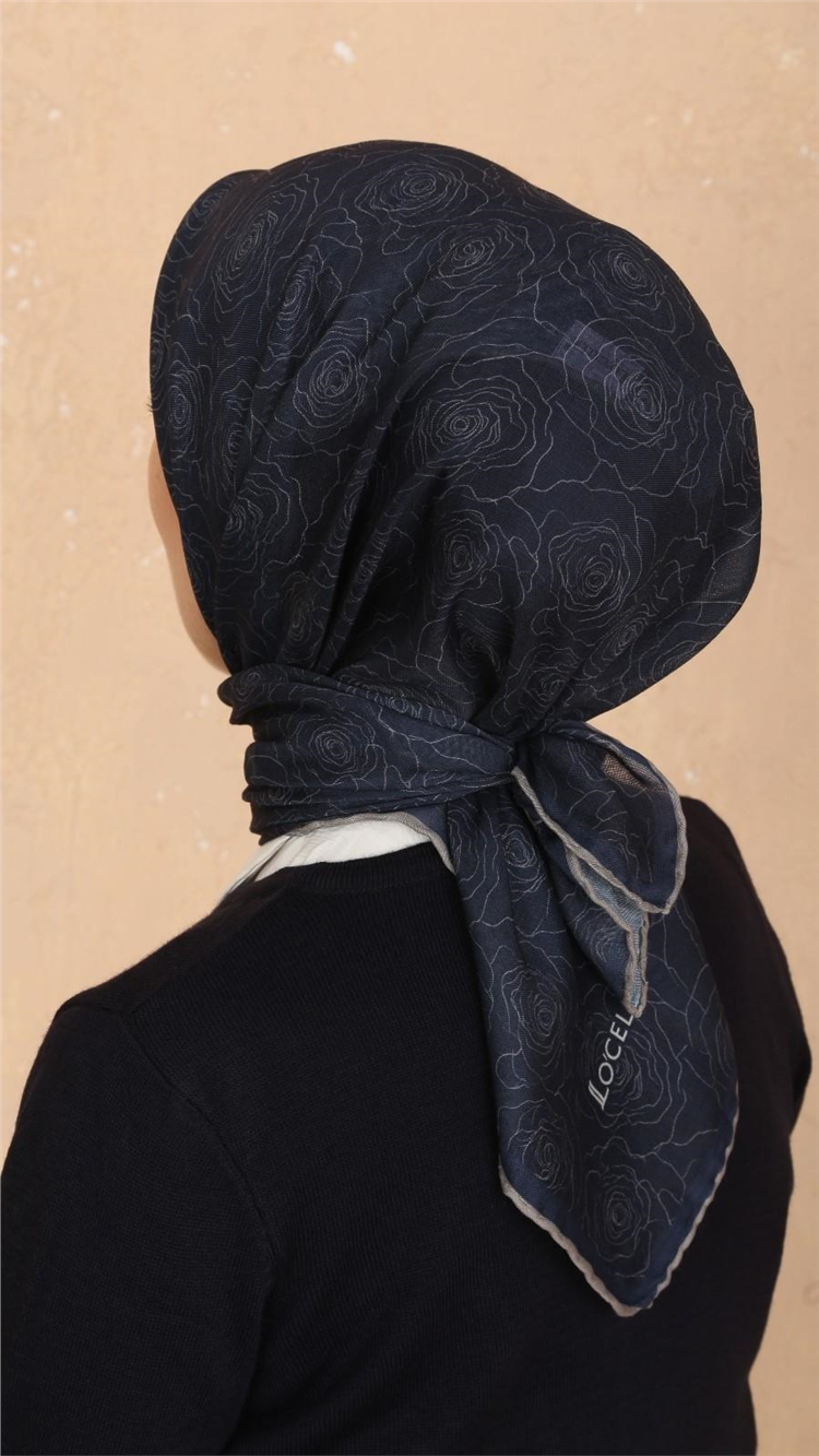 Lo'cella Pamuklu Soft Eşarp 4542-8 Lacivert 