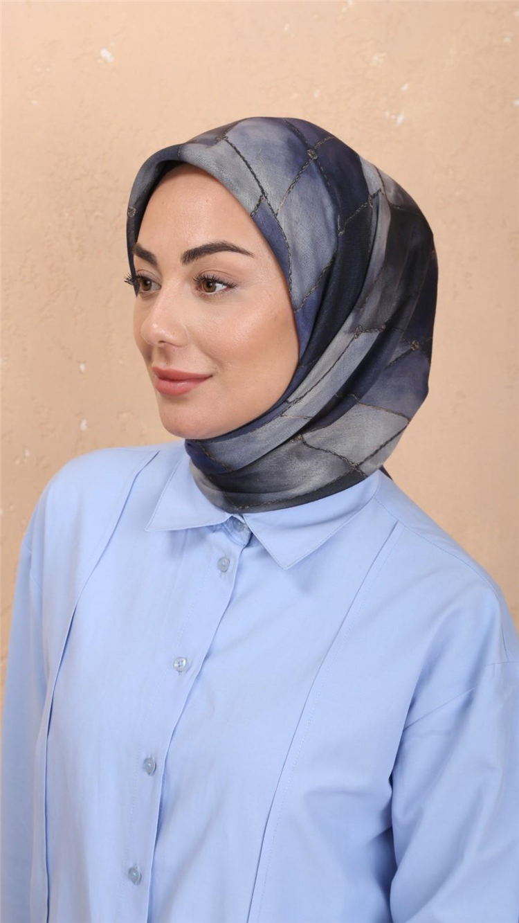 Lo'cella Pamuklu Soft Eşarp 4543-4 Lacivert 
