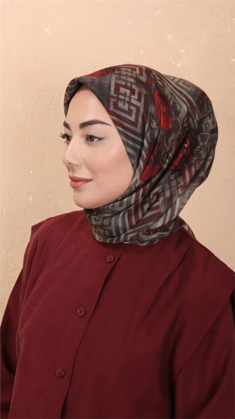 Lo'cella Pamuklu Soft Eşarp 4544-8 Bordo 