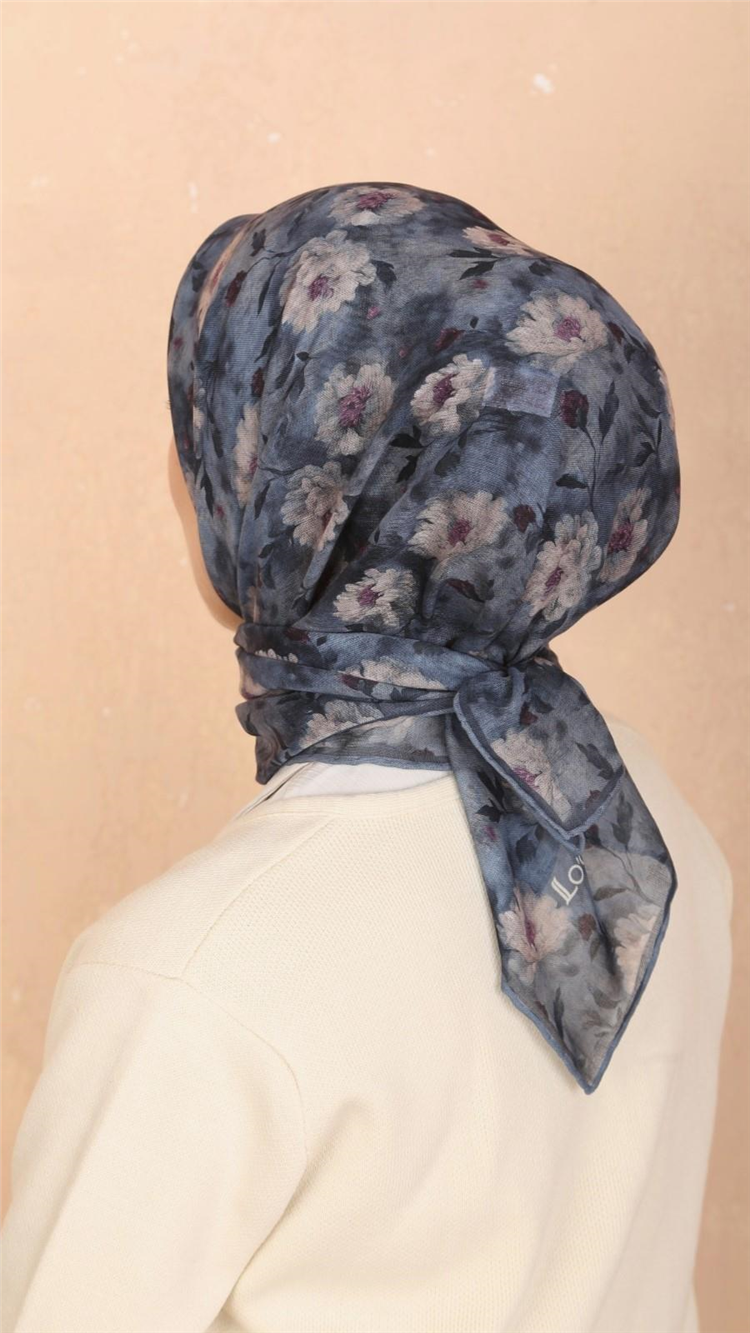 Lo'cella Pamuklu Soft Eşarp 4545-10 Mavi 