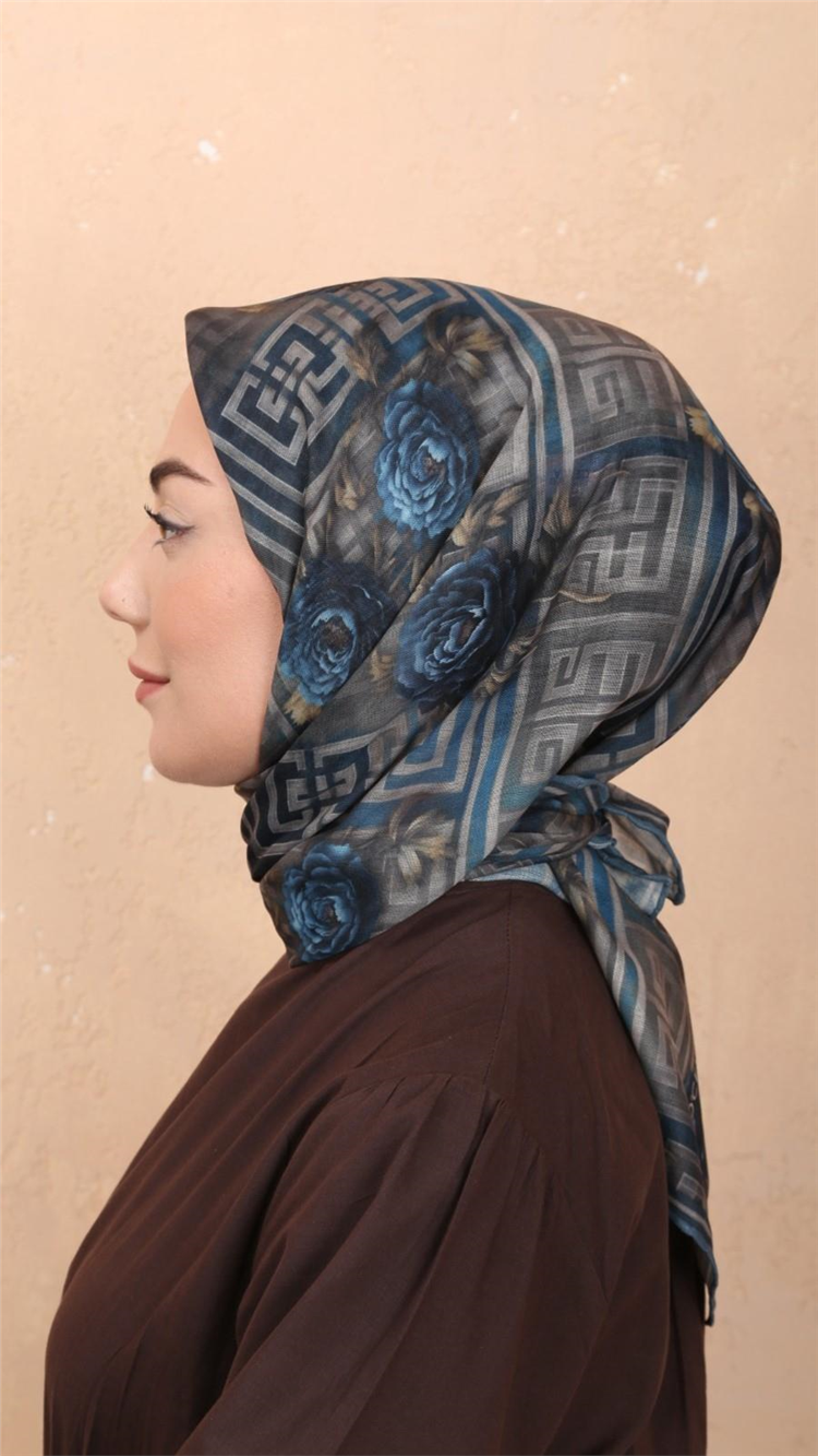 Lo'cella Pamuklu Soft Eşarp 4545-9 Mavi 