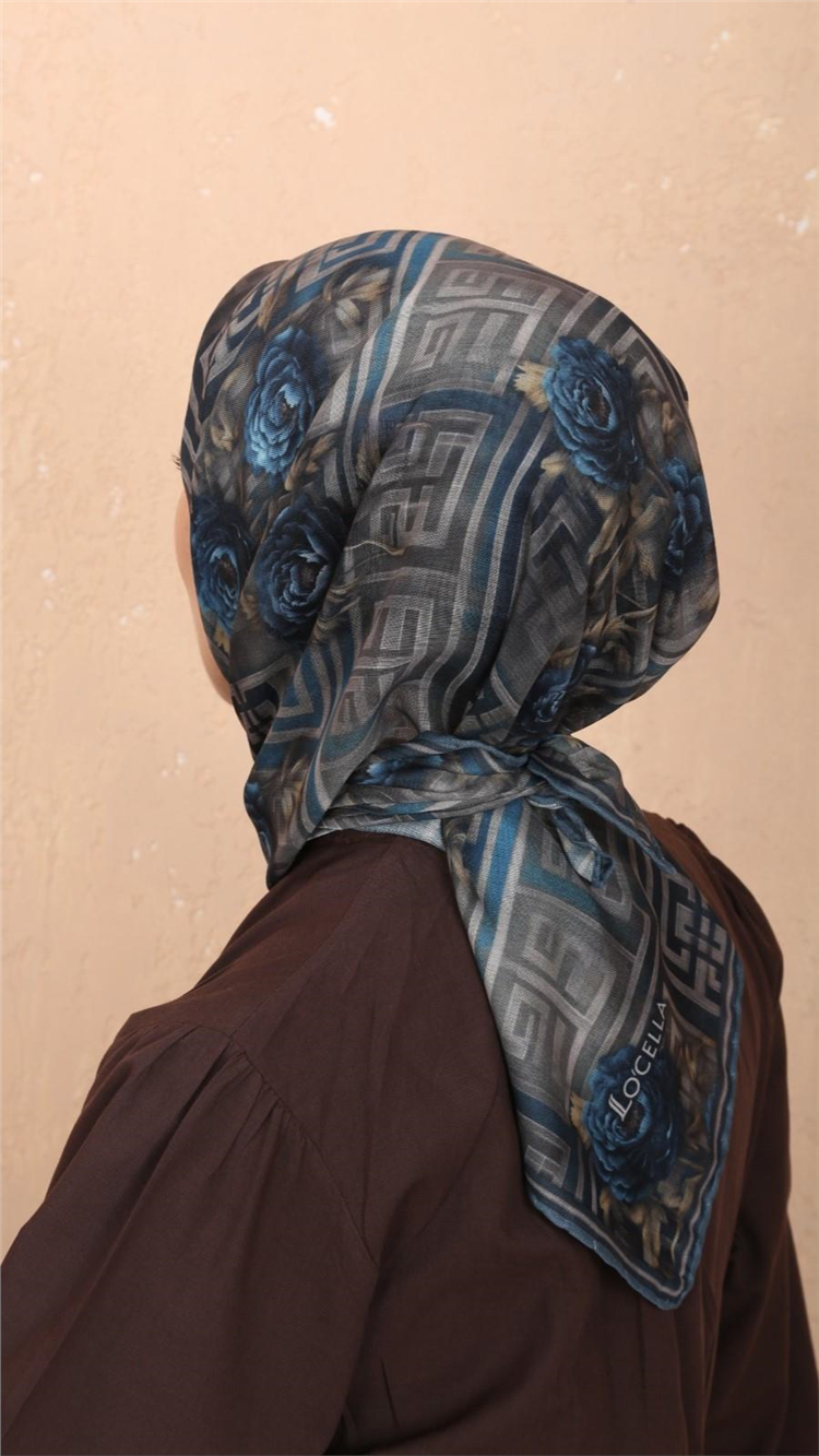 Lo'cella Pamuklu Soft Eşarp 4545-9 Mavi 