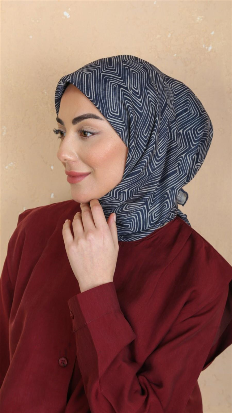 Lo'cella Pamuklu Soft Eşarp 4547-5 Lacivert 
