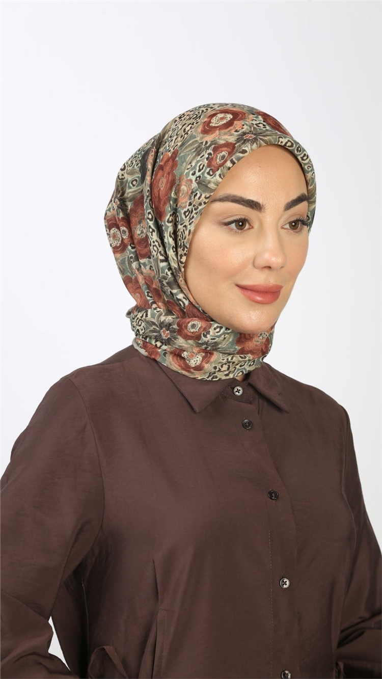Lo'cella Pamuklu Soft Eşarp 4550-8 Mint-Taba 