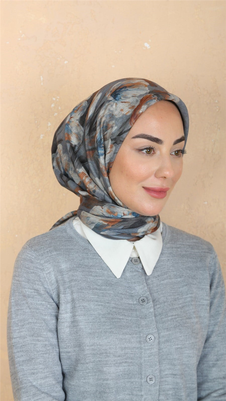 Lo'cella Pamuklu Soft Eşarp 4551-1 Gri 