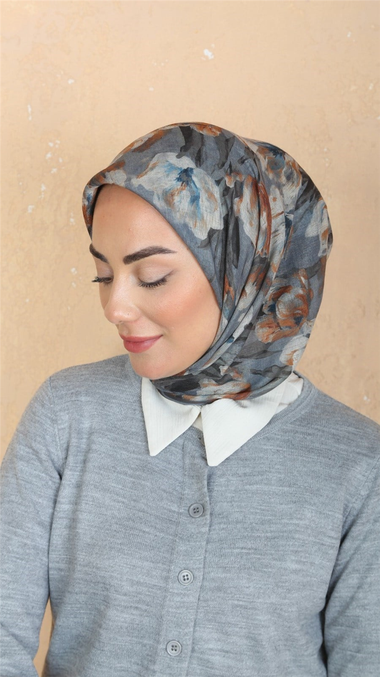 Lo'cella Pamuklu Soft Eşarp 4551-1 Gri 