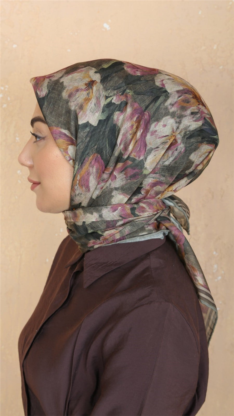 Lo'cella Pamuklu Soft Eşarp 4551-13 Haki 