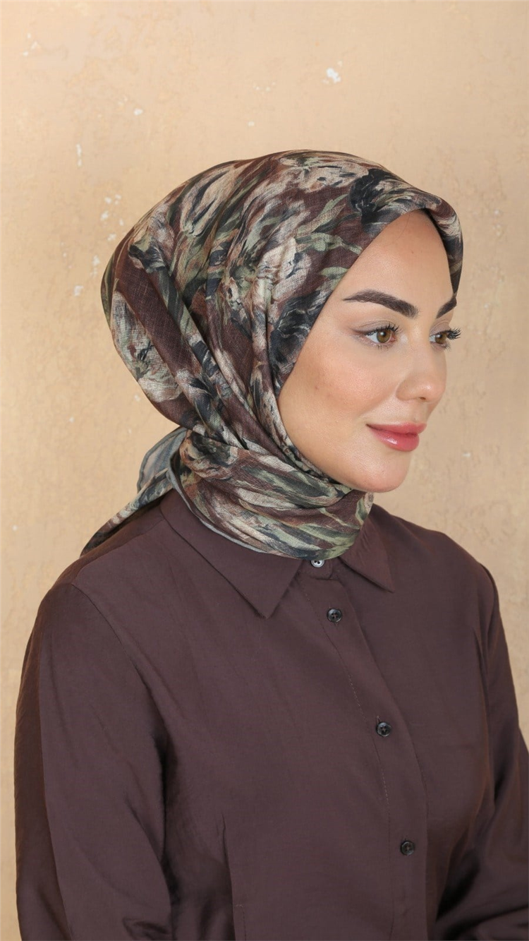 Lo'cella Pamuklu Soft Eşarp 4551-9 Koyu Kahve 