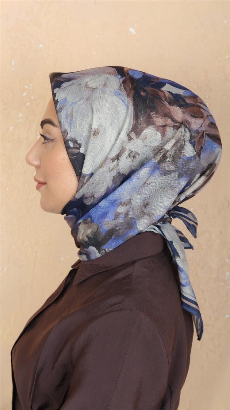 Lo'cella Pamuklu Soft Eşarp 4552-9 Lacivert 