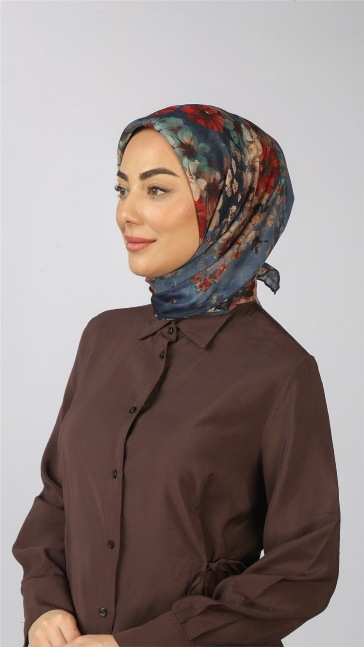 Lo'cella Pamuklu Soft Eşarp 4554-6 Mavi 