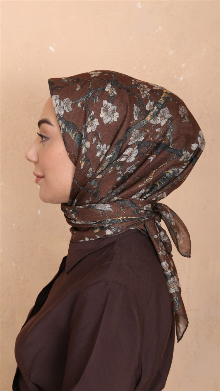 Lo'cella Pamuklu Soft Eşarp 4555-2 Çikolata Kahve 