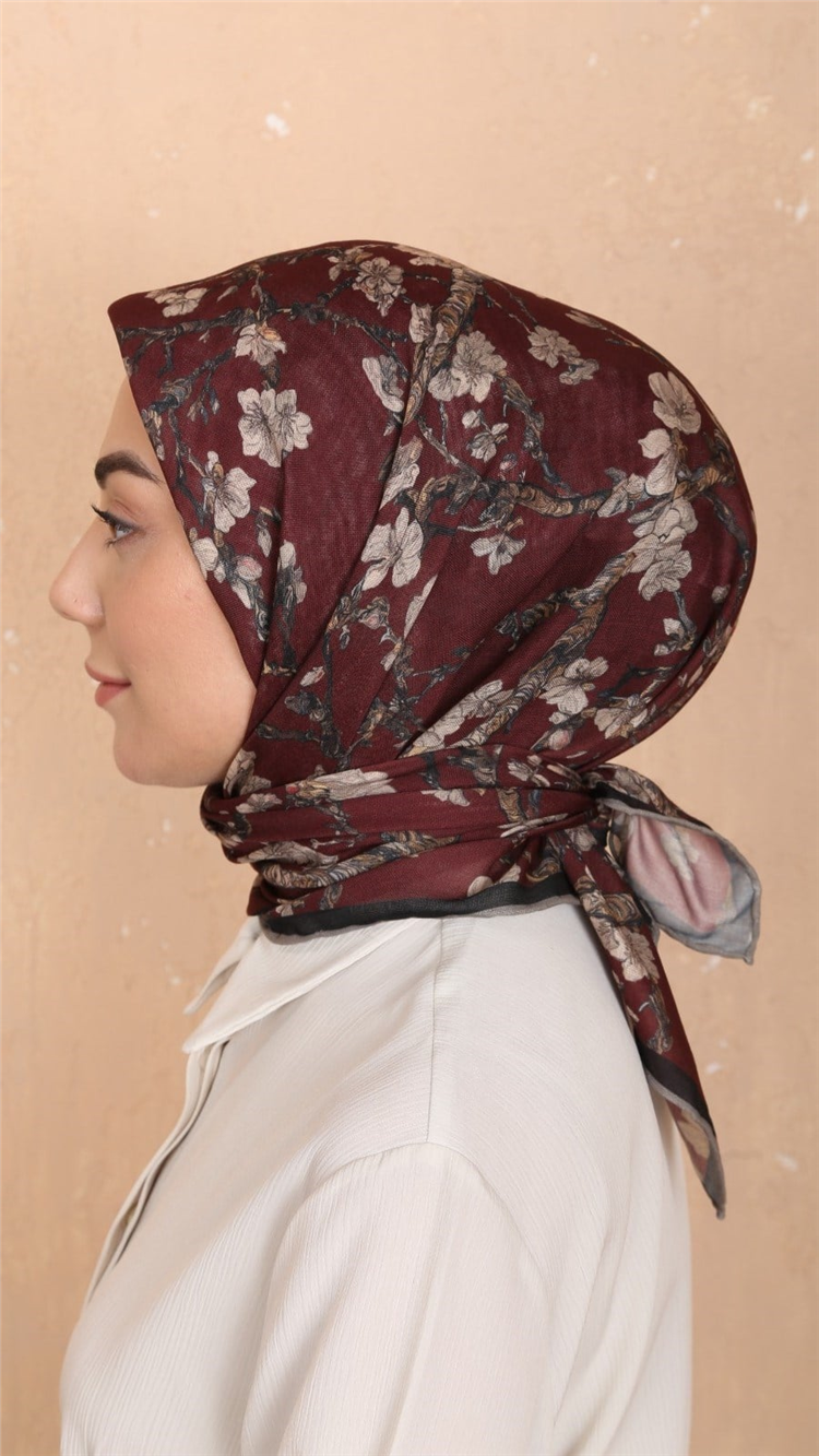 Lo'cella Pamuklu Soft Eşarp 4555-5 Bordo 