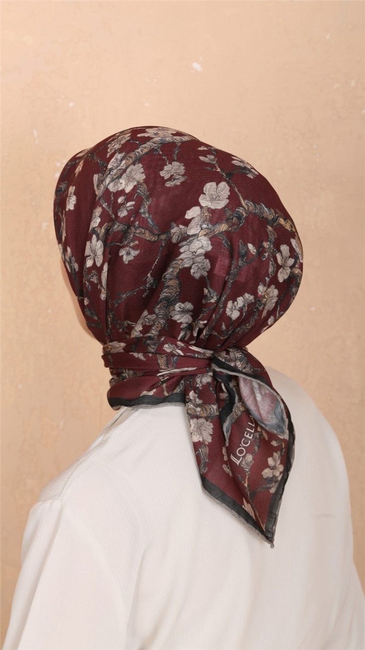 Lo'cella Pamuklu Soft Eşarp 4555-5 Bordo 