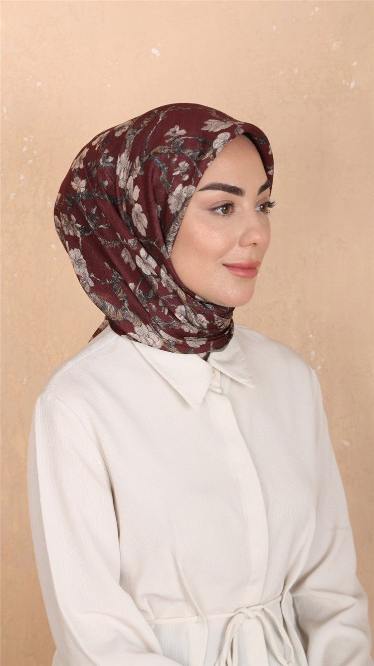 Lo'cella Pamuklu Soft Eşarp 4555-5 Bordo 
