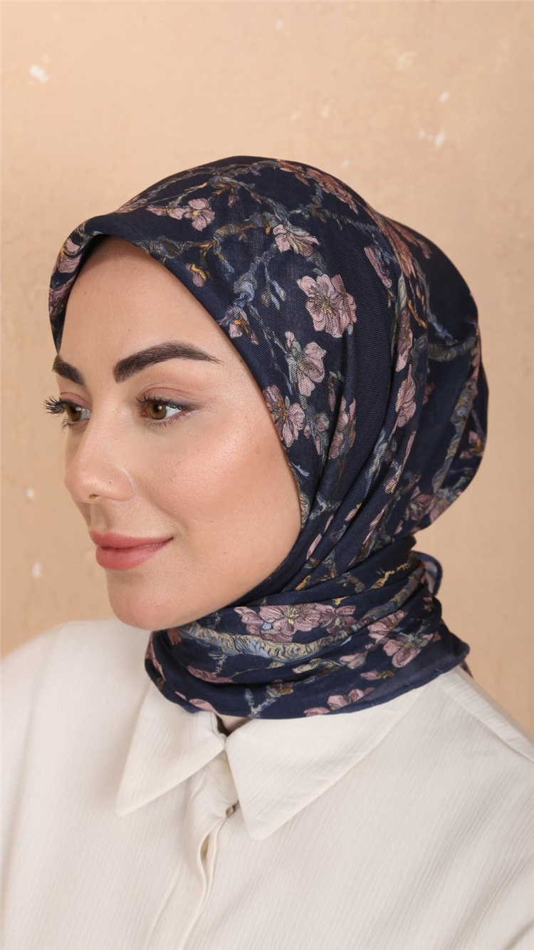 Lo'cella Pamuklu Soft Eşarp 4555-7 Lacivert 
