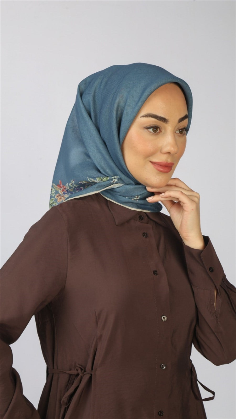 Lo'cella Pamuklu Soft Eşarp 4556-6 Mavi 