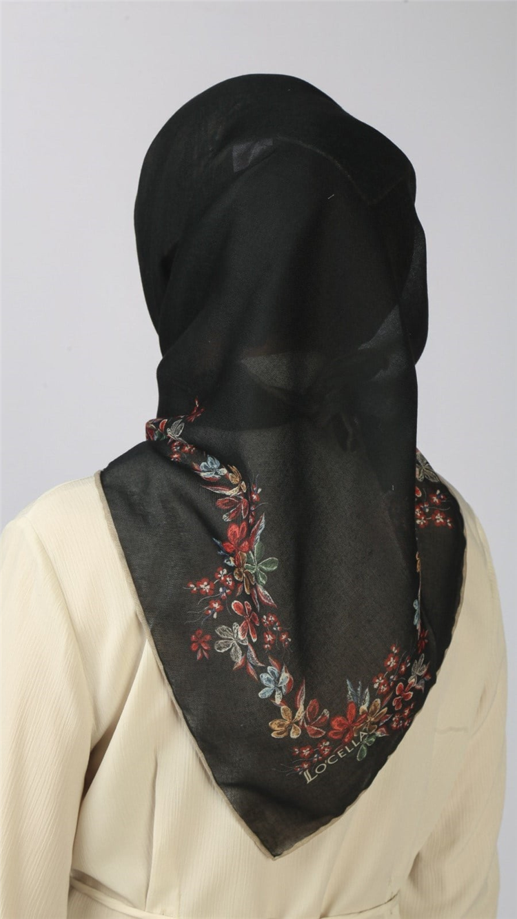 Lo'cella Pamuklu Soft Eşarp 4556-8 Siyah-Kırmızı 