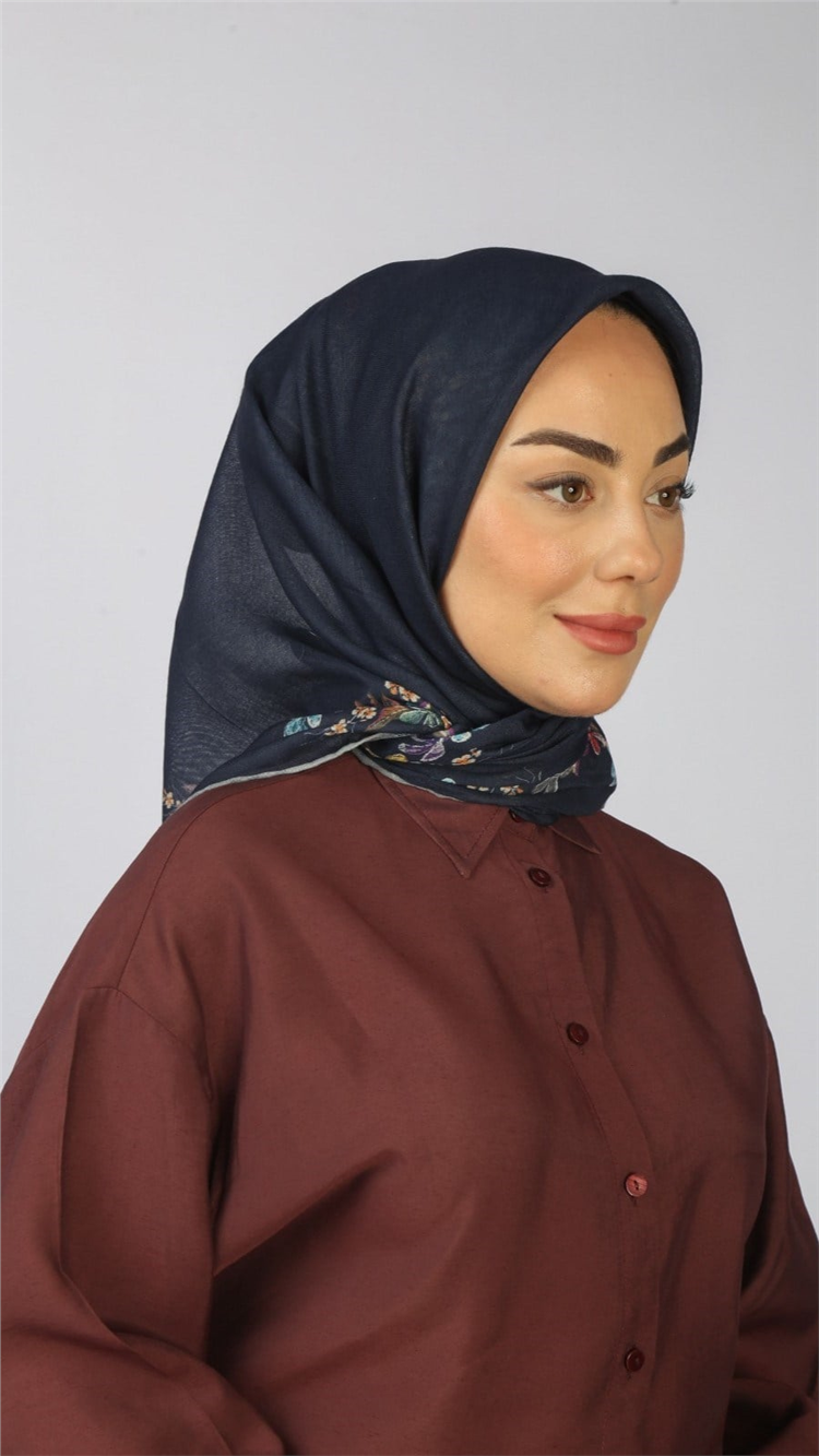 Lo'cella Pamuklu Soft Eşarp 4556-9 Lacivert 
