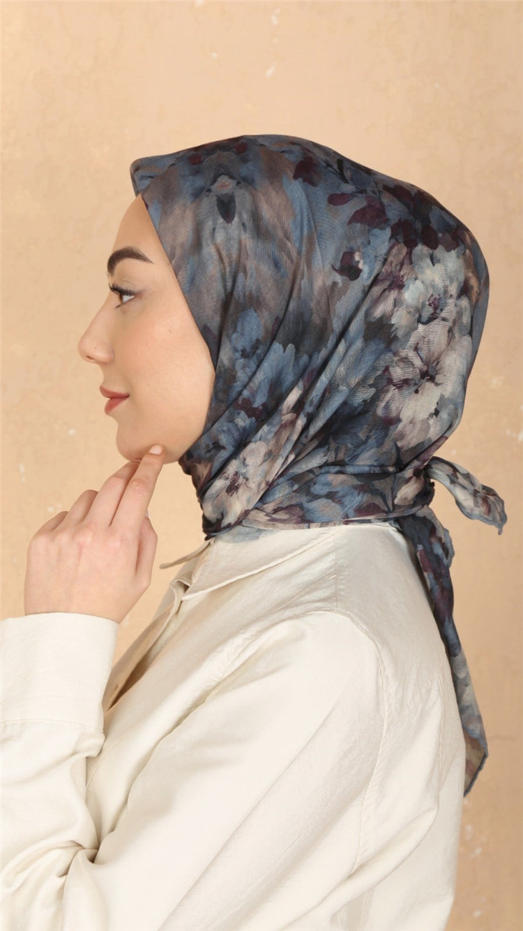 Lo'cella Pamuklu Soft Eşarp 4557-8 Mavi 