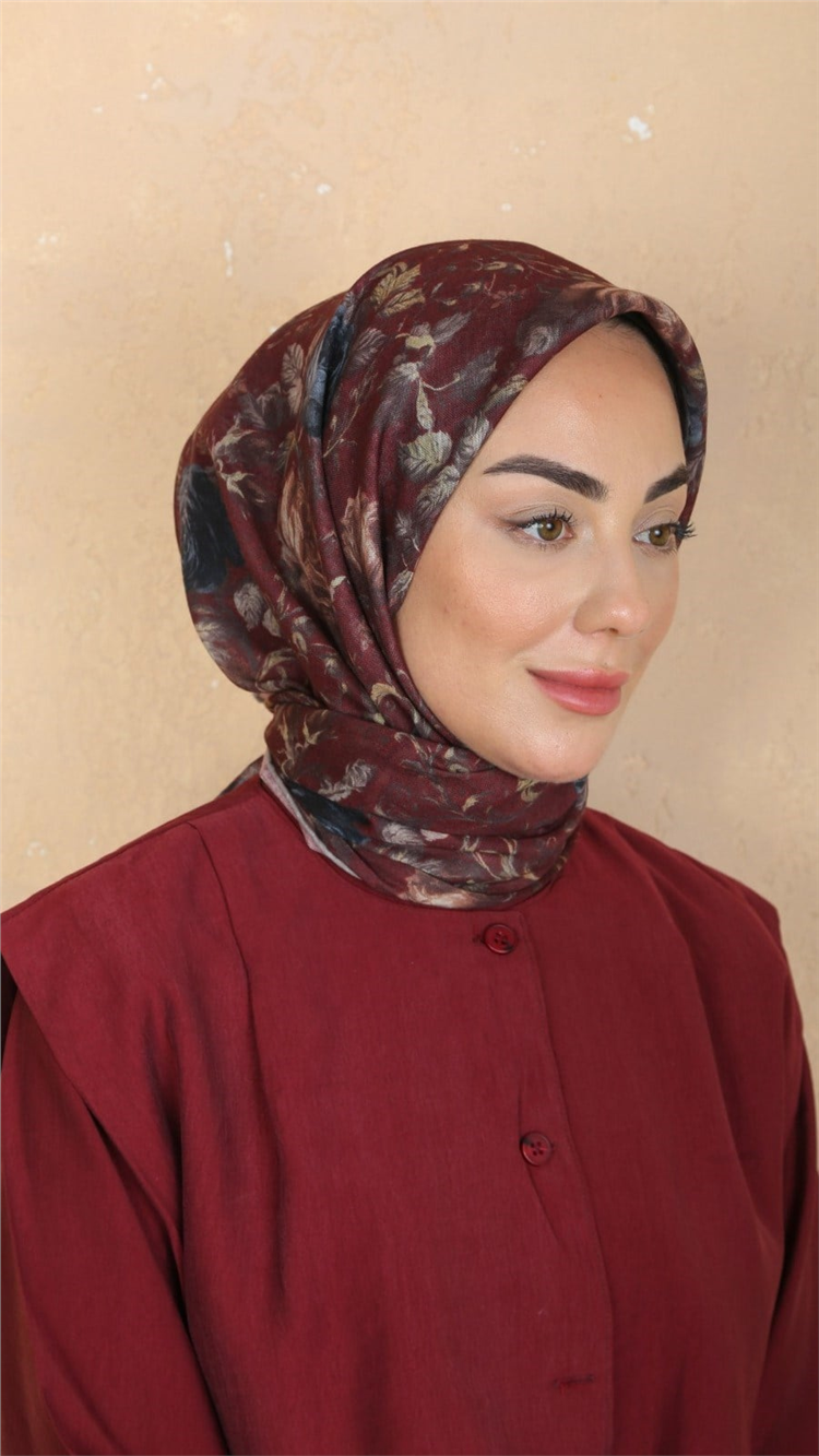 Lo'cella Pamuklu Soft Eşarp 4560-1 Bordo 