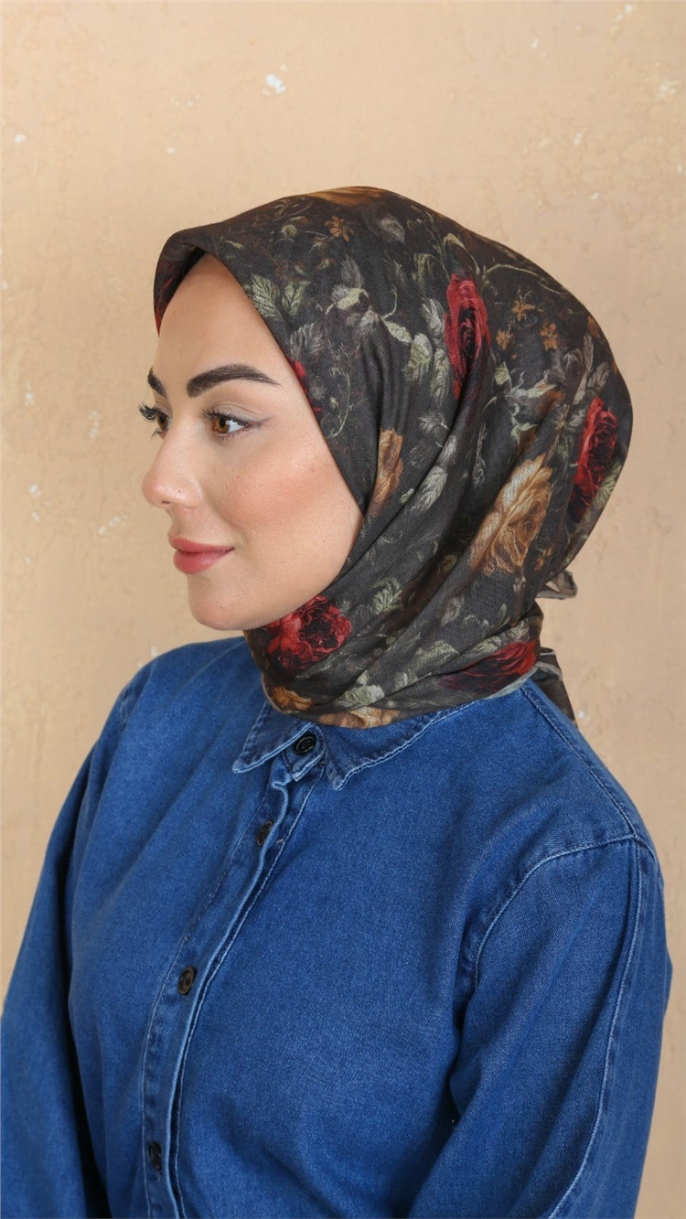 Lo'cella Pamuklu Soft Eşarp 4560-14 Koyu Kahve