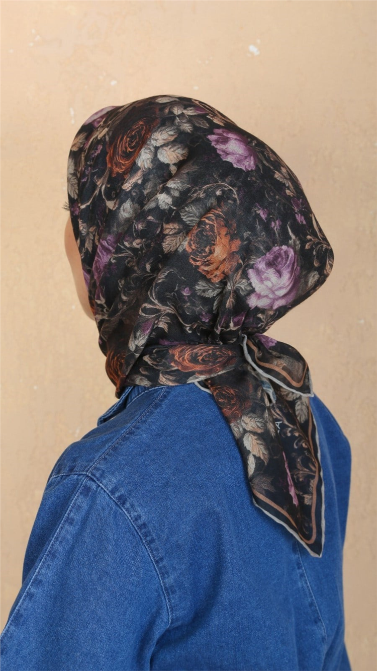 Lo'cella Pamuklu Soft Eşarp 4560-4 Siyah 