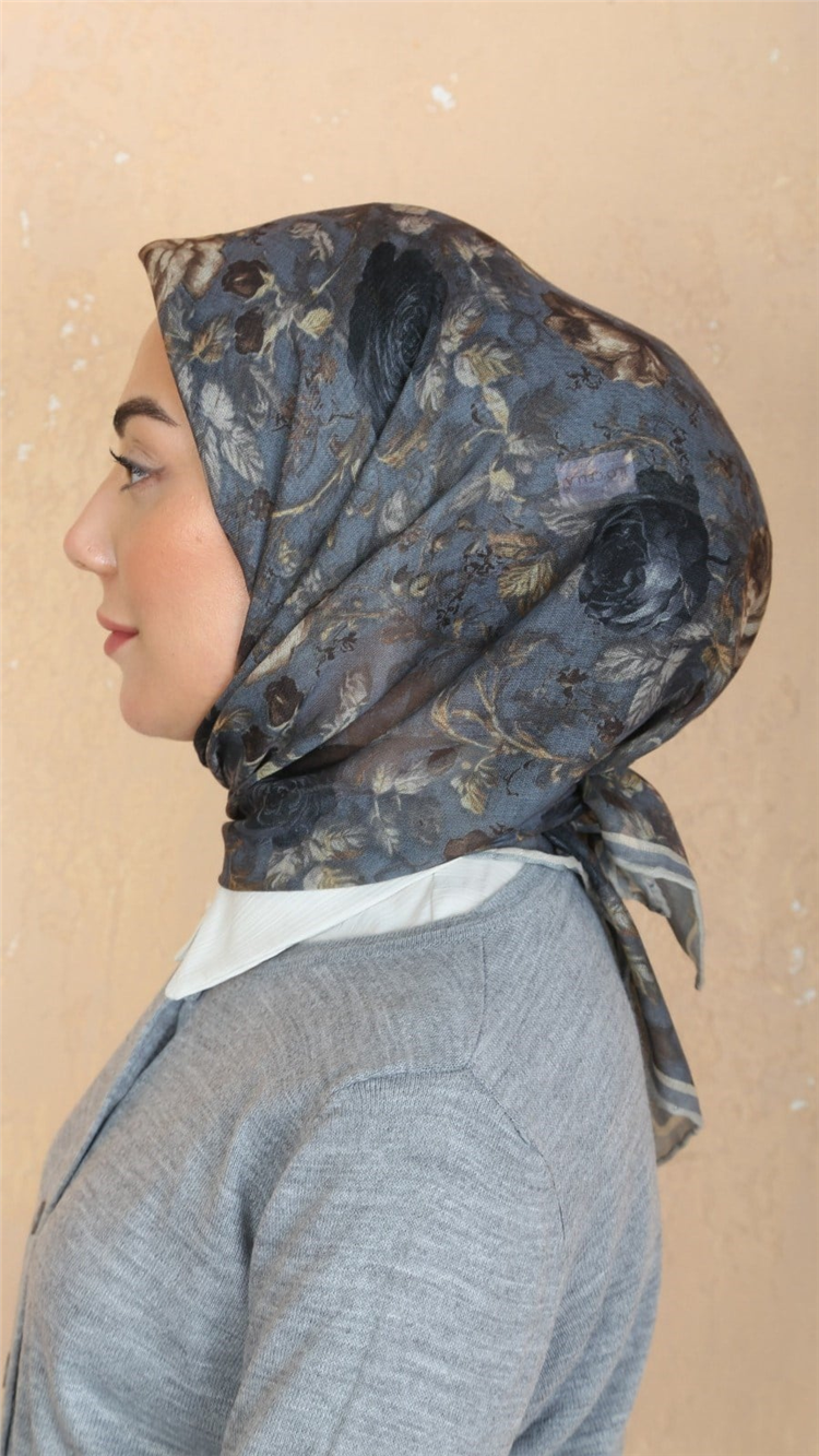 Lo'cella Pamuklu Soft Eşarp 4560-9 Koyu Gri 