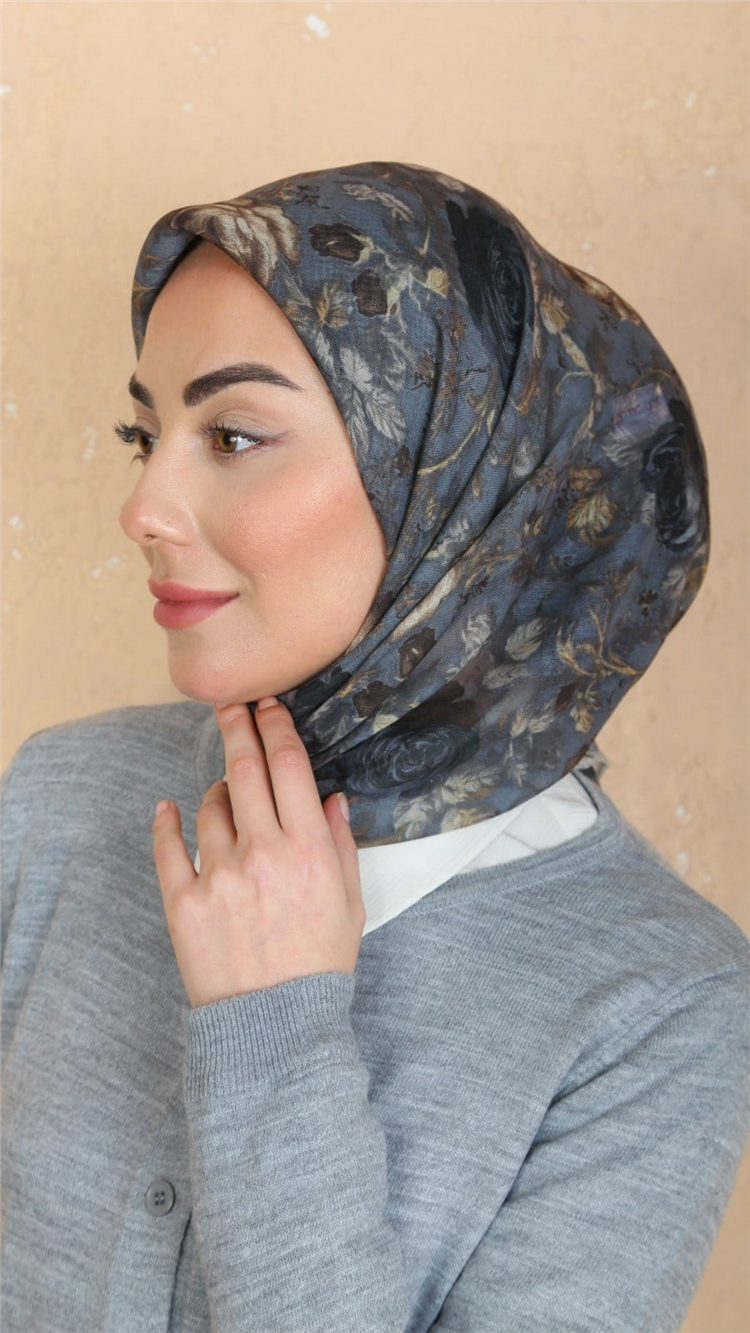 Lo'cella Pamuklu Soft Eşarp 4560-9 Koyu Gri 