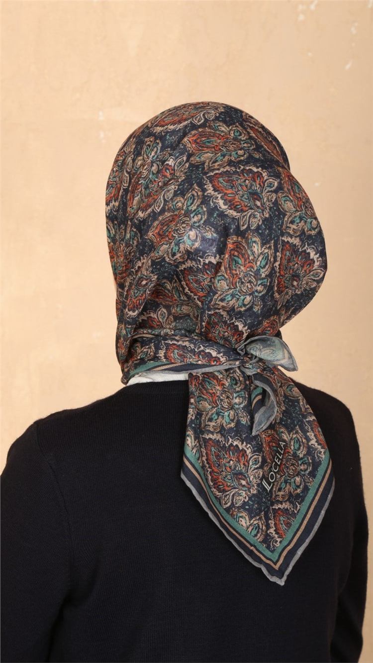 Lo'cella Pamuklu Soft Eşarp 4561-3 Koyu Mavi 
