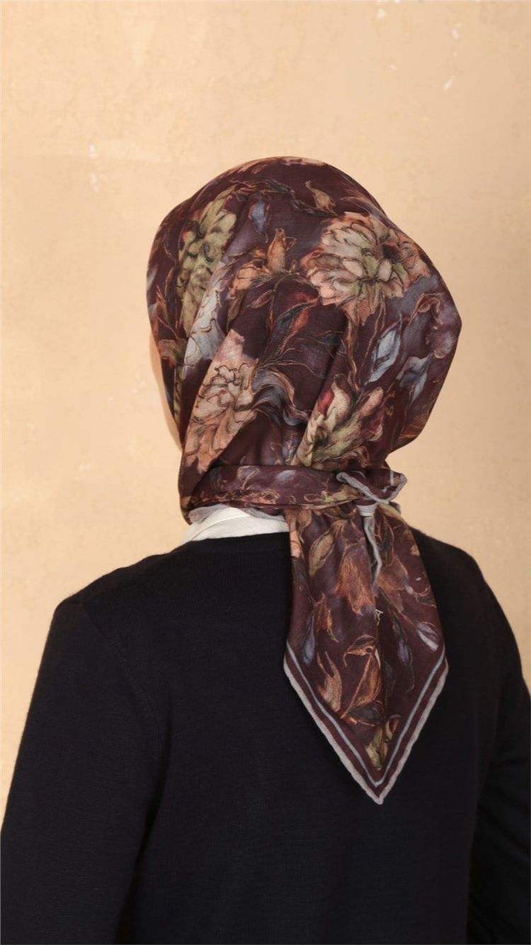Lo'cella Pamuklu Soft Eşarp 4566-10 Kızıl Kahve