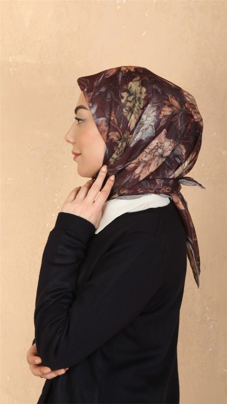 Lo'cella Pamuklu Soft Eşarp 4566-10 Kızıl Kahve