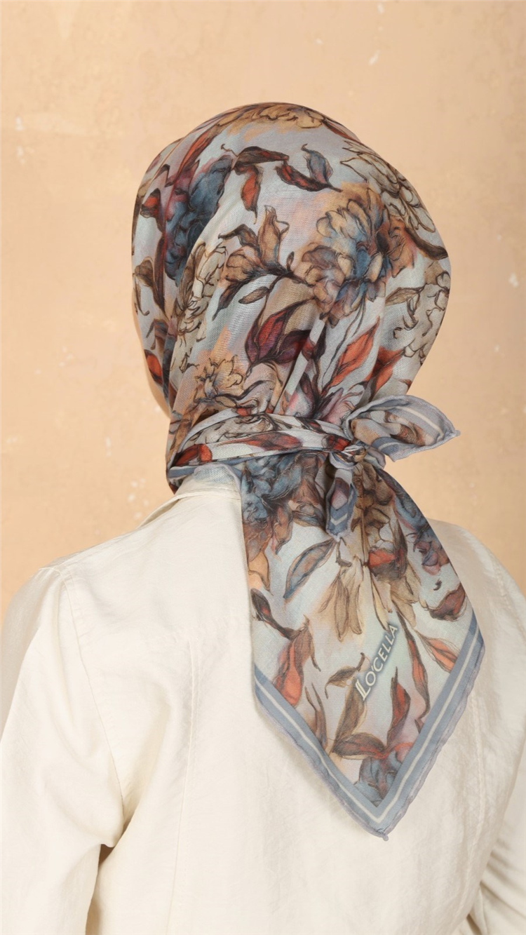 Lo'cella Pamuklu Soft Eşarp 4566-2 Mavi