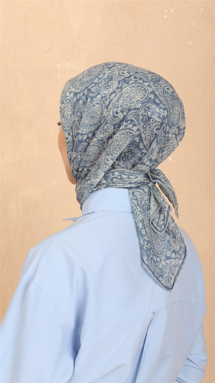 Lo'cella Pamuklu Soft Eşarp 4567-6 Mavi 