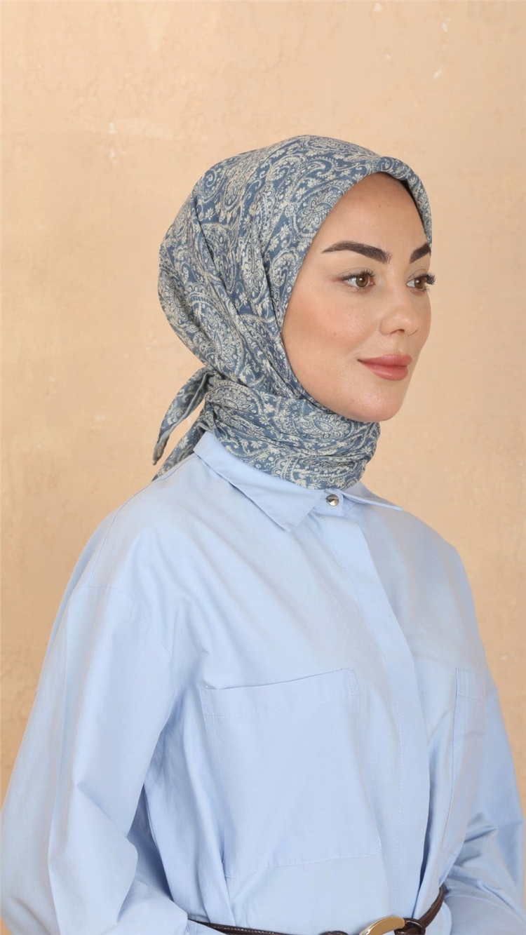 Lo'cella Pamuklu Soft Eşarp 4567-6 Mavi 