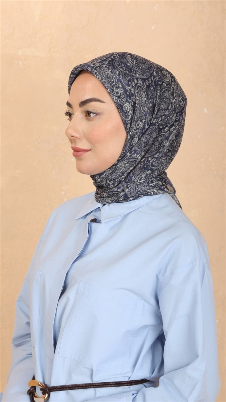 Lo'cella Pamuklu Soft Eşarp 4567-7 Lacivert 