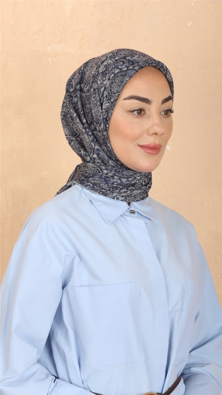 Lo'cella Pamuklu Soft Eşarp 4567-7 Lacivert 