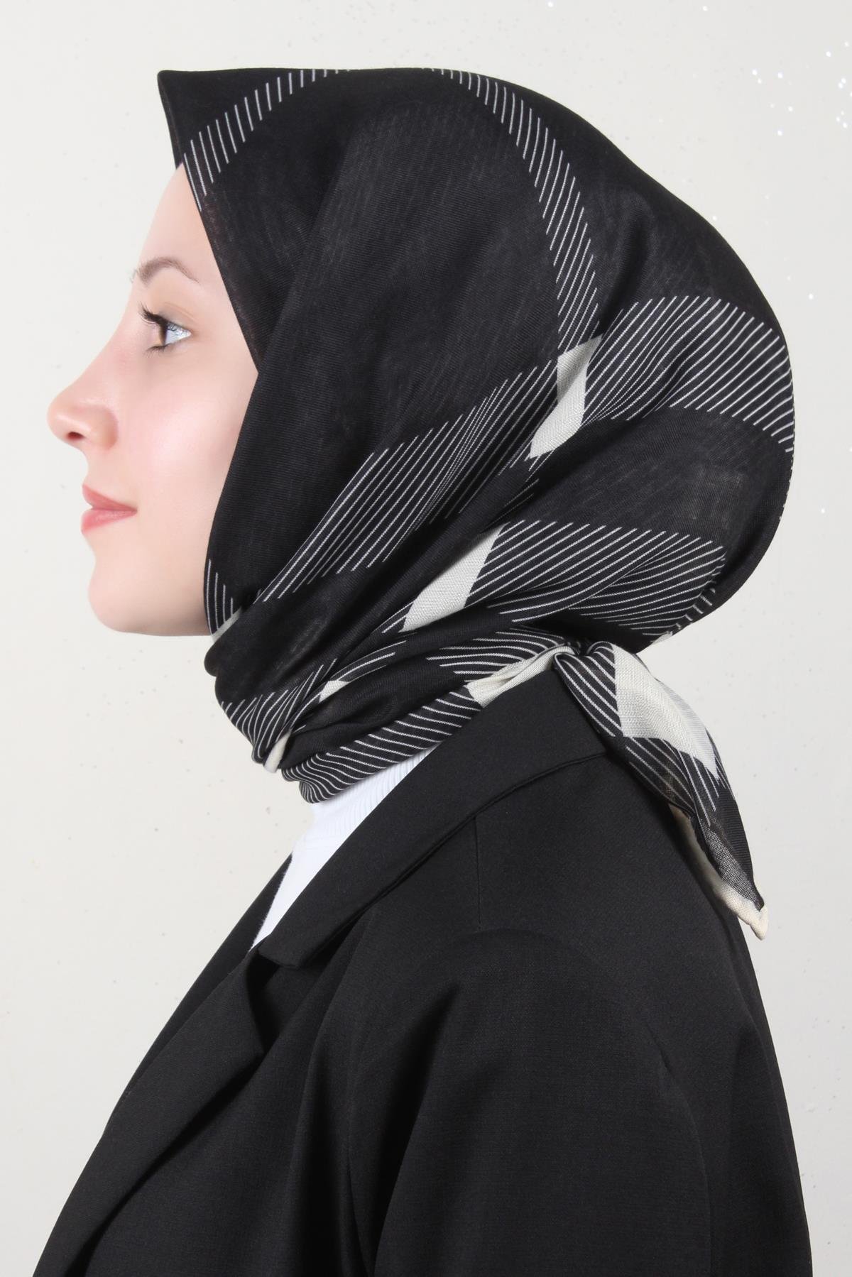 Lop'Res Pamuklu Soft Eşarp 4150-8 Siyah